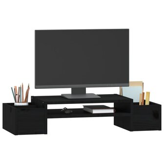 Monitorstandaard 70x27,5x15 cm massief grenenhout zwart 4