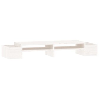 Monitorstandaard 100x27,5x15 cm massief grenenhout wit 2