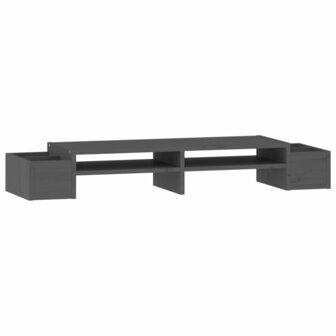Monitorstandaard 100x27,5x15 cm massief grenenhout grijs 2