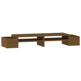 Monitorstandaard 100x27,5x15 cm massief grenenhout honingbruin 2