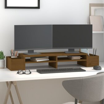 Monitorstandaard 100x27,5x15 cm massief grenenhout honingbruin 3