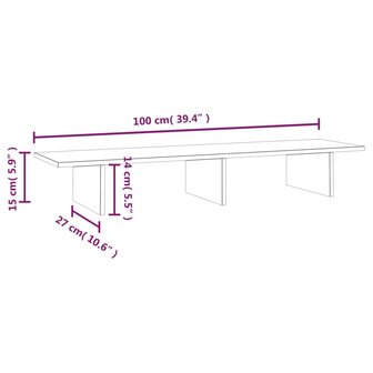 Monitorstandaard 100x27x15 cm massief grenenhout honingbruin 8