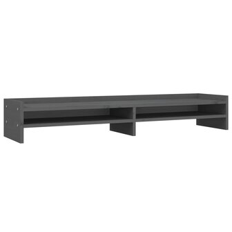 Monitorstandaard 100x24x16 cm massief grenenhout grijs 2