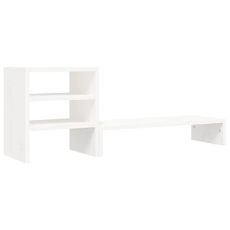 Monitorstandaard 81x20x30 cm massief grenenhout wit 2