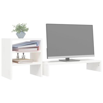 Monitorstandaard 81x20x30 cm massief grenenhout wit 5