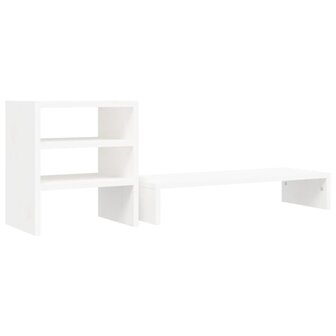 Monitorstandaard 81x20x30 cm massief grenenhout wit 6