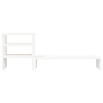 Monitorstandaard 81x20x30 cm massief grenenhout wit 7