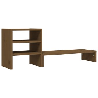 Monitorstandaard 81x20x30 cm massief grenenhout honingbruin 2