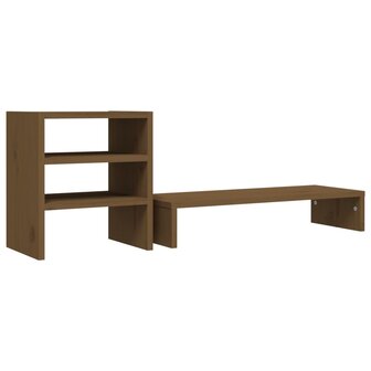 Monitorstandaard 81x20x30 cm massief grenenhout honingbruin 6