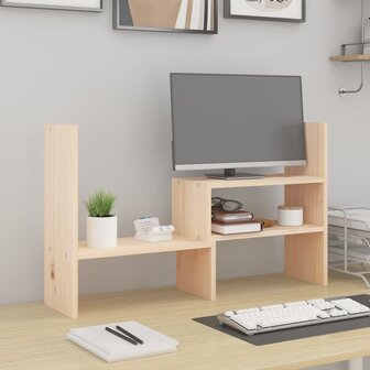 Monitorstandaard (39-72)x17x43 cm massief grenenhout 1