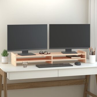 Monitorstandaard 100x27x15 cm massief grenenhout 1