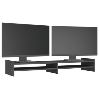 Monitorstandaard 100x27x15 cm massief grenenhout grijs 4