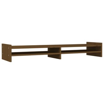Monitorstandaard 100x27x15 cm massief grenenhout honingbruin 2