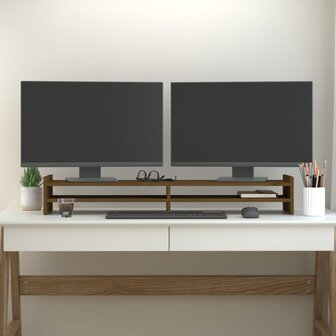 Monitorstandaard 100x27x15 cm massief grenenhout honingbruin 3
