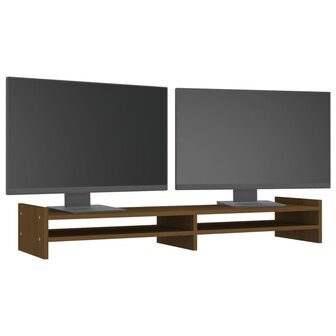 Monitorstandaard 100x27x15 cm massief grenenhout honingbruin 4
