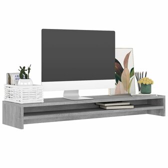 Monitorstandaard 100x24x13 cm bewerkt hout grijs sonoma eiken 3