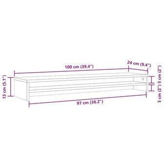 Monitorstandaard 100x24x13 cm bewerkt hout oud houtkleurig 10