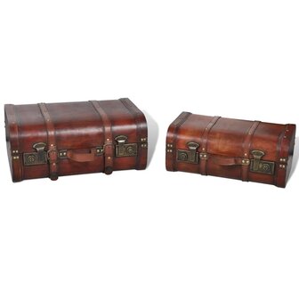 Schatkisten 2 st vintage-stijl hout bruin  4