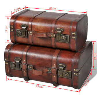Schatkisten 2 st vintage-stijl hout bruin  7