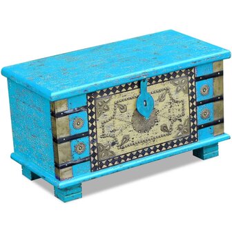 Opbergkist 80x40x45 cm mangohout blauw 1