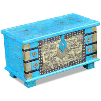 Opbergkist 80x40x45 cm mangohout blauw 2