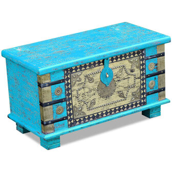 Opbergkist 80x40x45 cm mangohout blauw 4