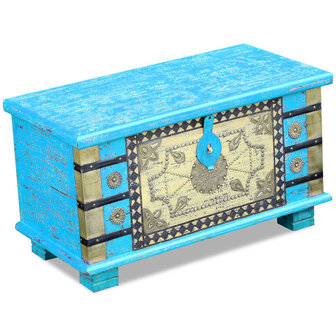 Opbergkist 80x40x45 cm mangohout blauw 5