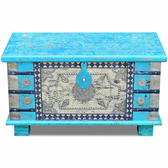 Opbergkist 80x40x45 cm mangohout blauw 6