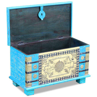 Opbergkist 80x40x45 cm mangohout blauw 8