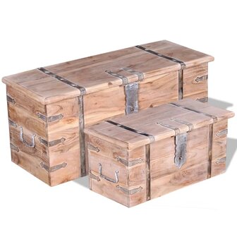 2-delige Opbergkistenset acaciahout 1