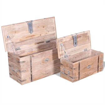 2-delige Opbergkistenset acaciahout 7