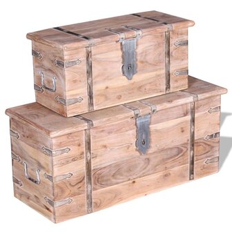 2-delige Opbergkistenset acaciahout 12