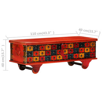 Opbergkist 110x40x40 cm massief acaciahout rood 9