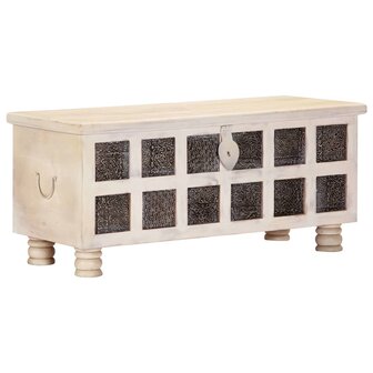 Opbergkist 110x40x45 cm massief acaciahout wit 1