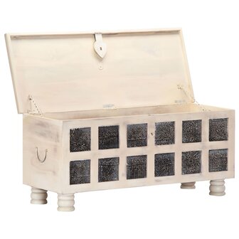 Opbergkist 110x40x45 cm massief acaciahout wit 2