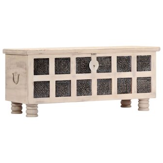 Opbergkist 110x40x45 cm massief acaciahout wit 3