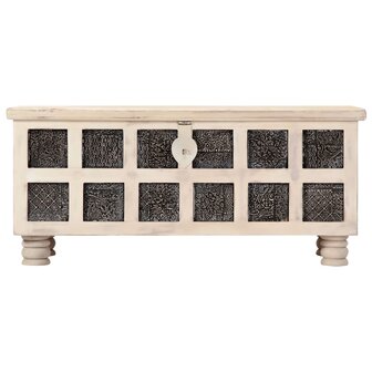 Opbergkist 110x40x45 cm massief acaciahout wit 4