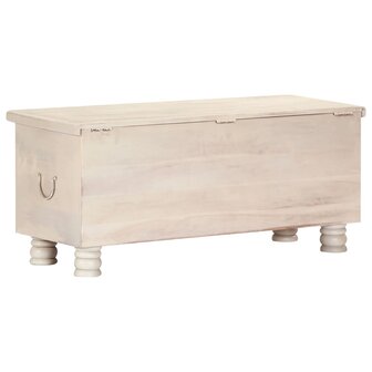 Opbergkist 110x40x45 cm massief acaciahout wit 5