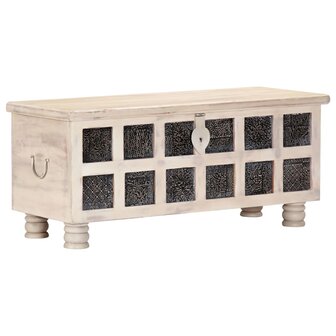 Opbergkist 110x40x45 cm massief acaciahout wit 12