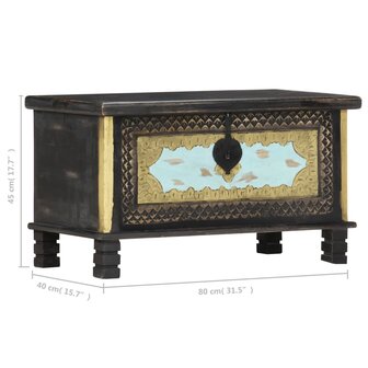 Opbergkist 80x40x45 cm massief mangohout zwart 8