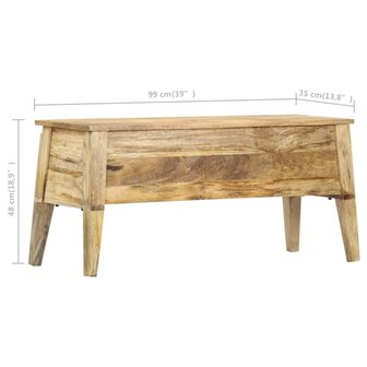 Opbergbox 99x35x48 cm massief mangohout 7