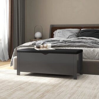 Opbergbox met kussen 105x40x45 cm bewerkt hout grijs 1