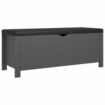 Opbergbox met kussen 105x40x45 cm bewerkt hout grijs 2