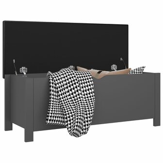 Opbergbox met kussen 105x40x45 cm bewerkt hout grijs 3