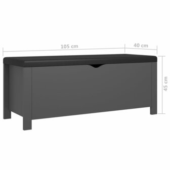 Opbergbox met kussen 105x40x45 cm bewerkt hout grijs 7