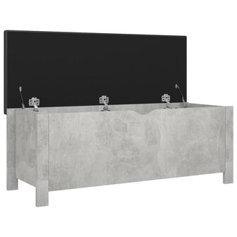 Opbergbox met kussen 105x40x45 cm bewerkt hout betongrijs 4