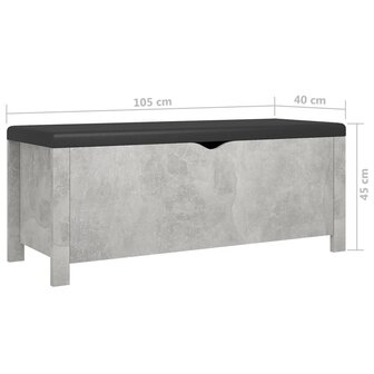 Opbergbox met kussen 105x40x45 cm bewerkt hout betongrijs 7