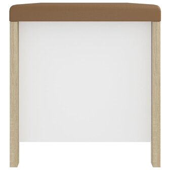 Opbergbox en kussen 105x40x45 cm spaanplaat wit en sonoma eiken 6