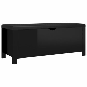 Opbergbox met kussen 105x40x45 cm bewerkt hout hoogglans zwart 2