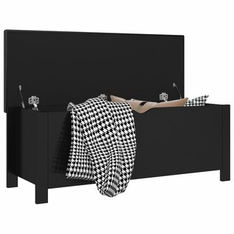 Opbergbox met kussen 105x40x45 cm bewerkt hout hoogglans zwart 3